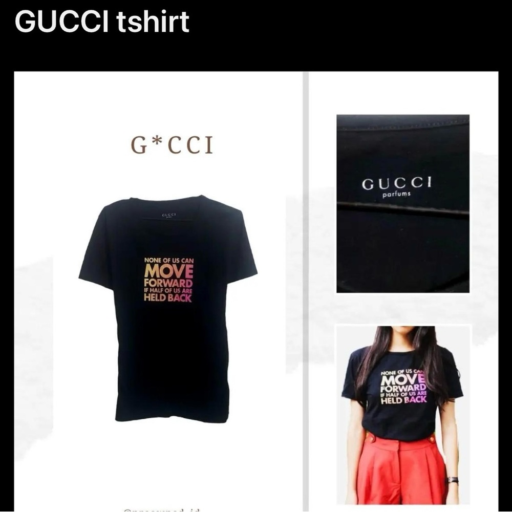 Gucci Black T-Shirt with Chime for Change Logo Sz S
